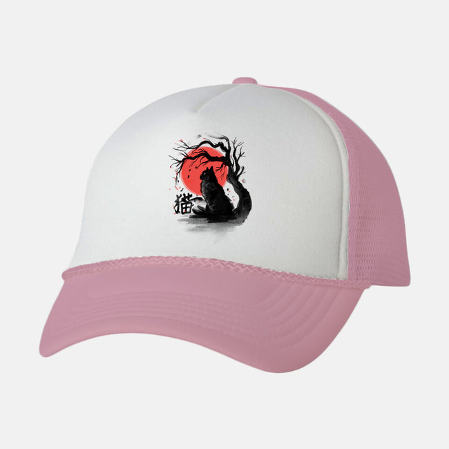 Black Cat Kanji-unisex trucker hat-fanfabio