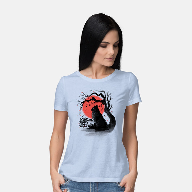 Black Cat Kanji-womens basic tee-fanfabio