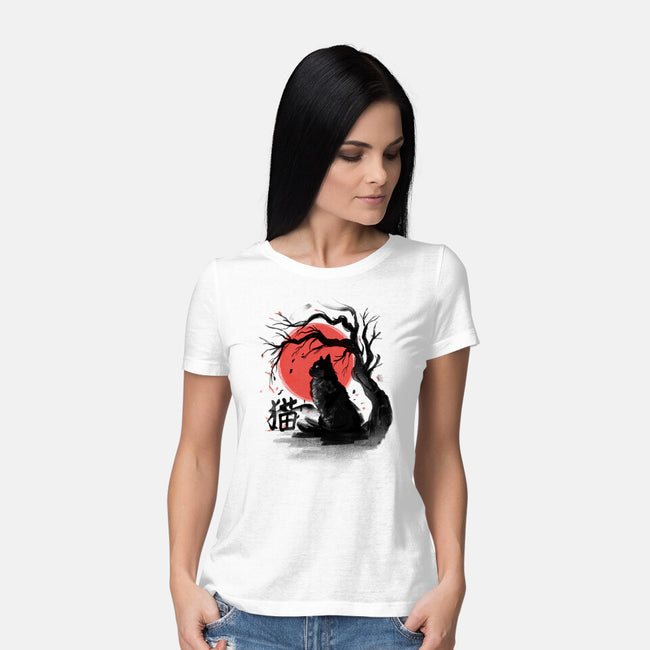 Black Cat Kanji-womens basic tee-fanfabio