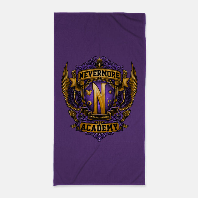 Emblem Of The Academy-none beach towel-glitchygorilla