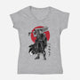 Black Swordsman Sumi-e-womens v-neck tee-DrMonekers