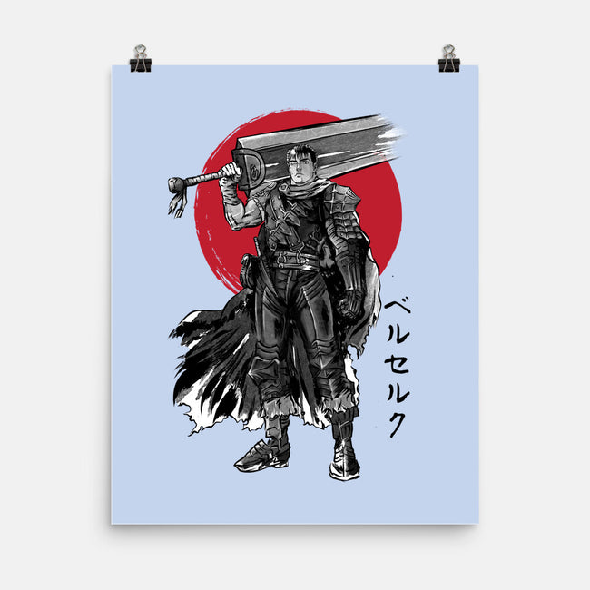 Black Swordsman Sumi-e-none matte poster-DrMonekers