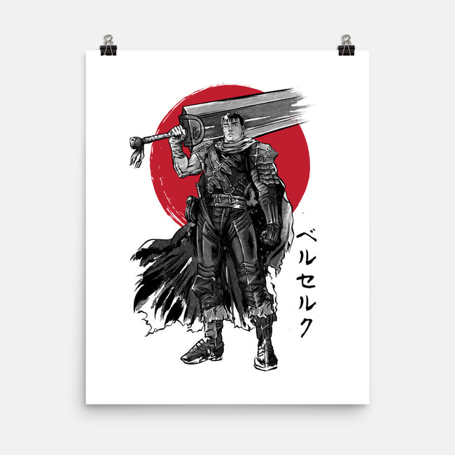 Black Swordsman Sumi-e-none matte poster-DrMonekers