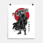 Black Swordsman Sumi-e-none matte poster-DrMonekers