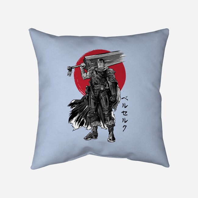 Black Swordsman Sumi-e-none removable cover w insert throw pillow-DrMonekers