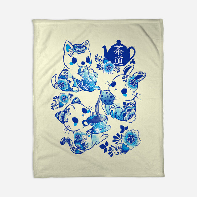 Animals Tea Ceremony-none fleece blanket-ricolaa