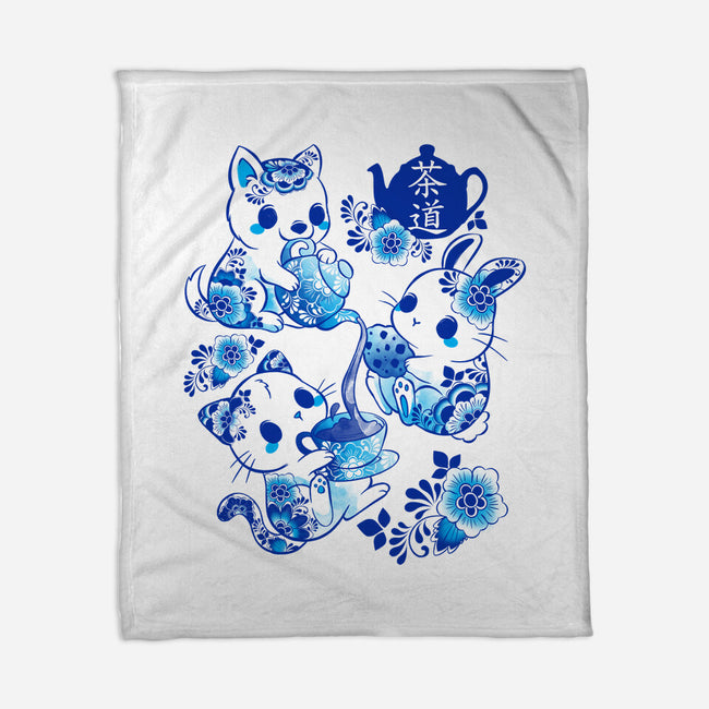 Animals Tea Ceremony-none fleece blanket-ricolaa