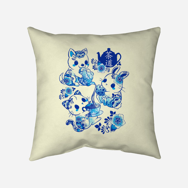 Animals Tea Ceremony-none removable cover w insert throw pillow-ricolaa