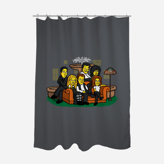 Yellow Friendship-none polyester shower curtain-Raffiti