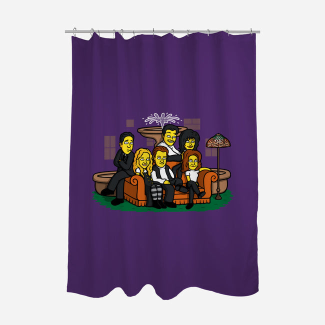Yellow Friendship-none polyester shower curtain-Raffiti