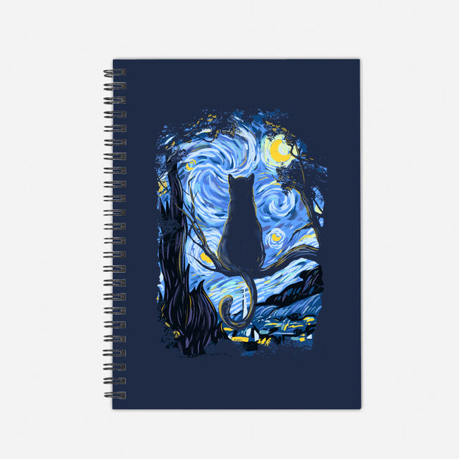 Cat Starry Night-none dot grid notebook-fanfabio