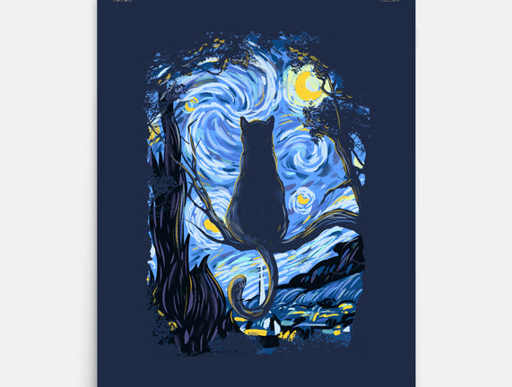 Cat Starry Night