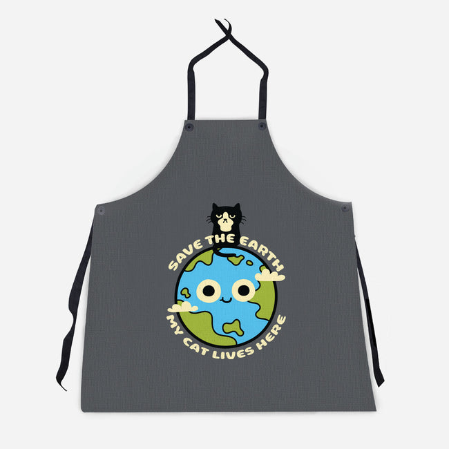 My Cat Lives Here-unisex kitchen apron-Xentee