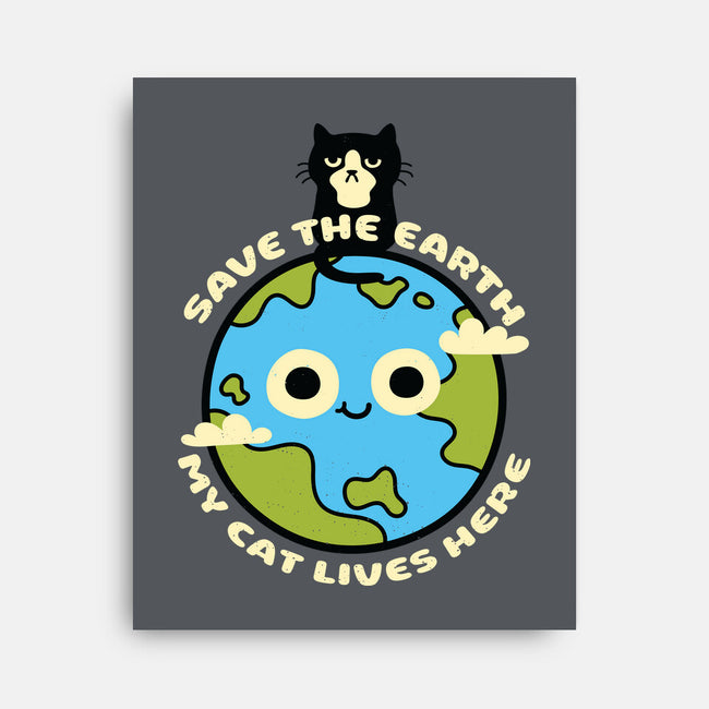 My Cat Lives Here-none stretched canvas-Xentee