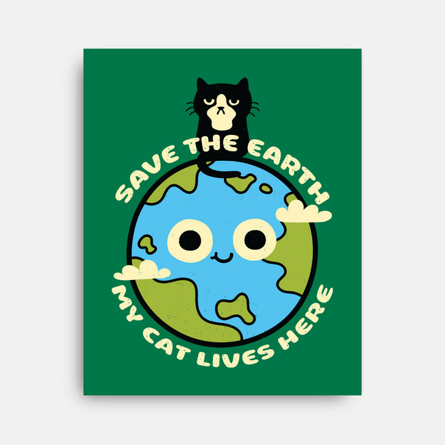 My Cat Lives Here-none stretched canvas-Xentee