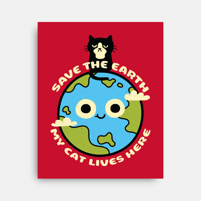 My Cat Lives Here-none stretched canvas-Xentee