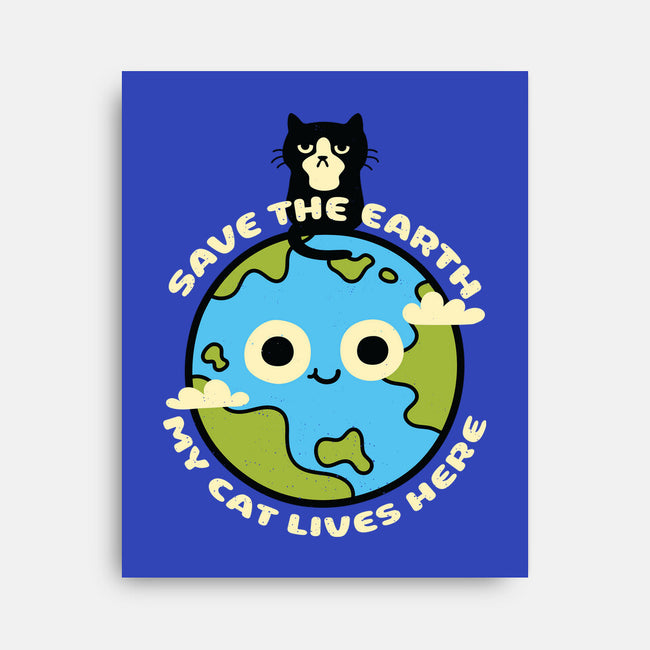 My Cat Lives Here-none stretched canvas-Xentee