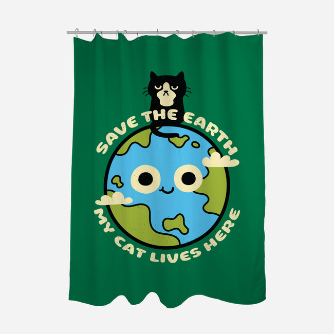 My Cat Lives Here-none polyester shower curtain-Xentee