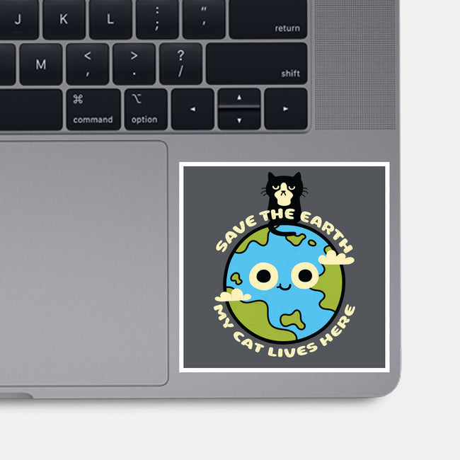 My Cat Lives Here-none glossy sticker-Xentee