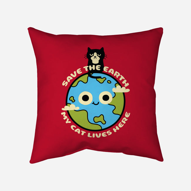 My Cat Lives Here-none removable cover w insert throw pillow-Xentee