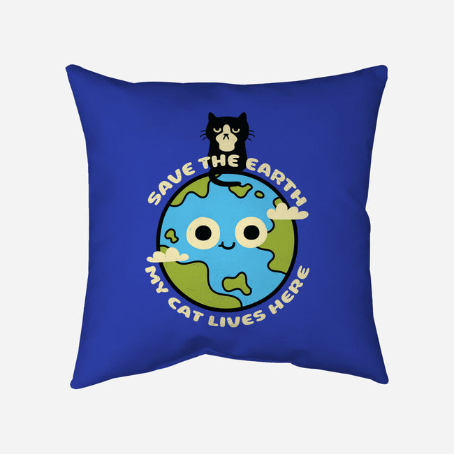 My Cat Lives Here-none removable cover w insert throw pillow-Xentee
