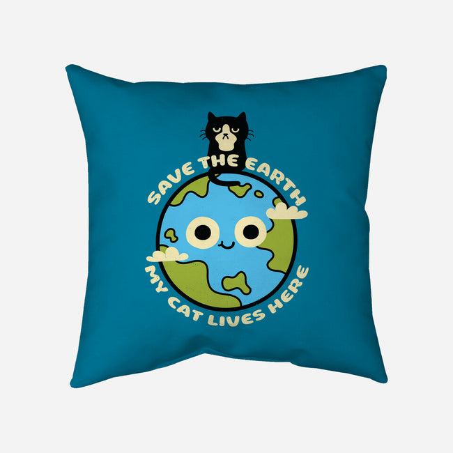 My Cat Lives Here-none removable cover w insert throw pillow-Xentee