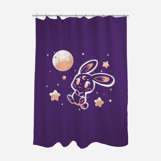Space Bunny-none polyester shower curtain-TechraNova
