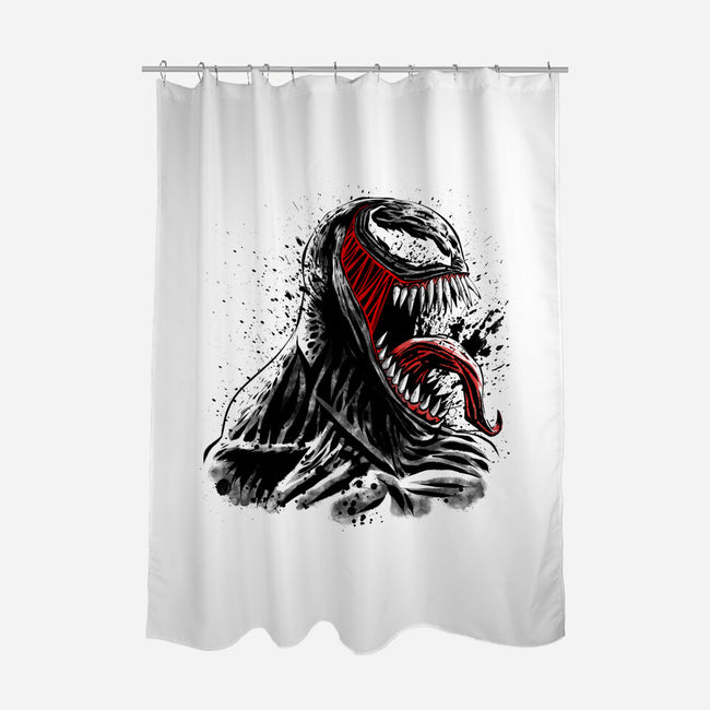 Watercolor black spider-none polyester shower curtain-albertocubatas