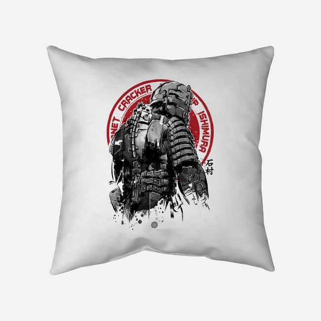 Isaac Clarke Sumi-e-none removable cover throw pillow-DrMonekers