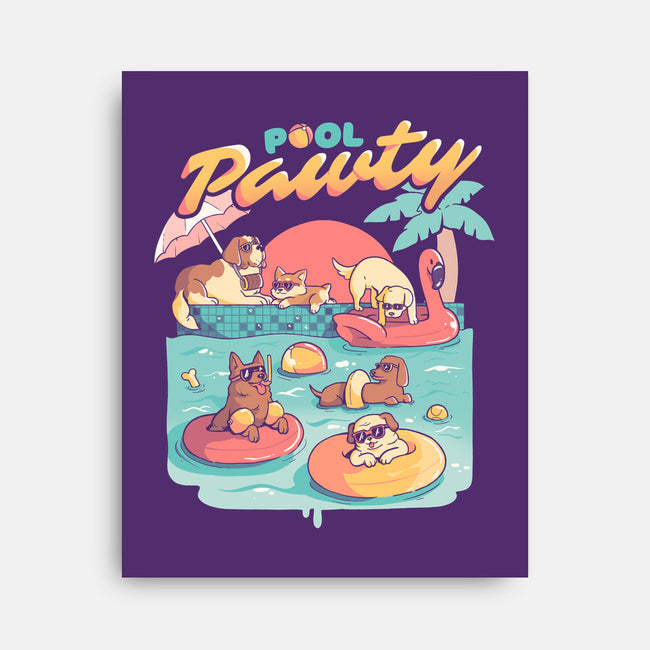 Pool Pawty-none stretched canvas-eduely