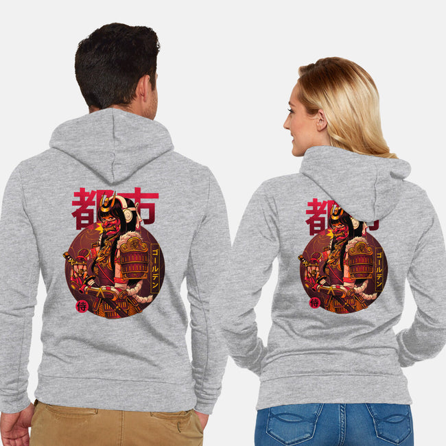 Golden Urban Samurai-unisex zip-up sweatshirt-Bruno Mota