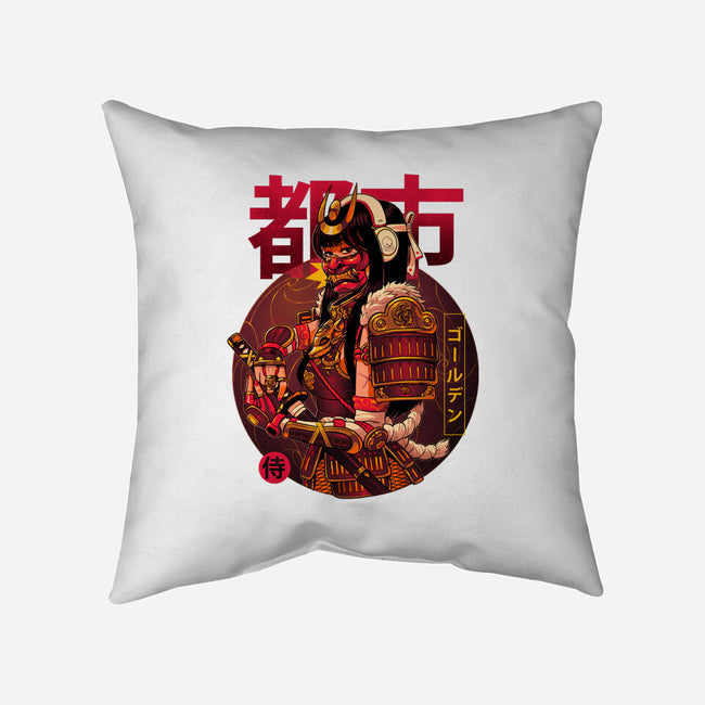 Golden Urban Samurai-none removable cover throw pillow-Bruno Mota