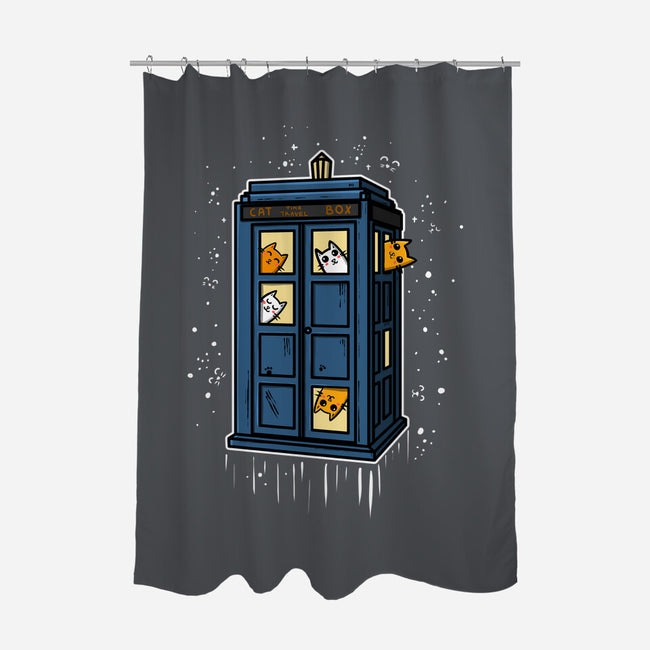 Cat Time Travel-none polyester shower curtain-erion_designs