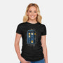 Cat Time Travel-womens fitted tee-erion_designs
