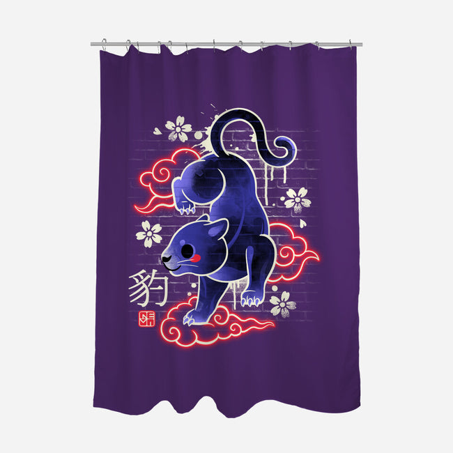 Japanese Panther Street Art-none polyester shower curtain-NemiMakeit