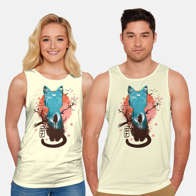 Japanese Moon Cat-unisex basic tank-IKILO