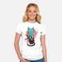 Japanese Moon Cat-womens fitted tee-IKILO