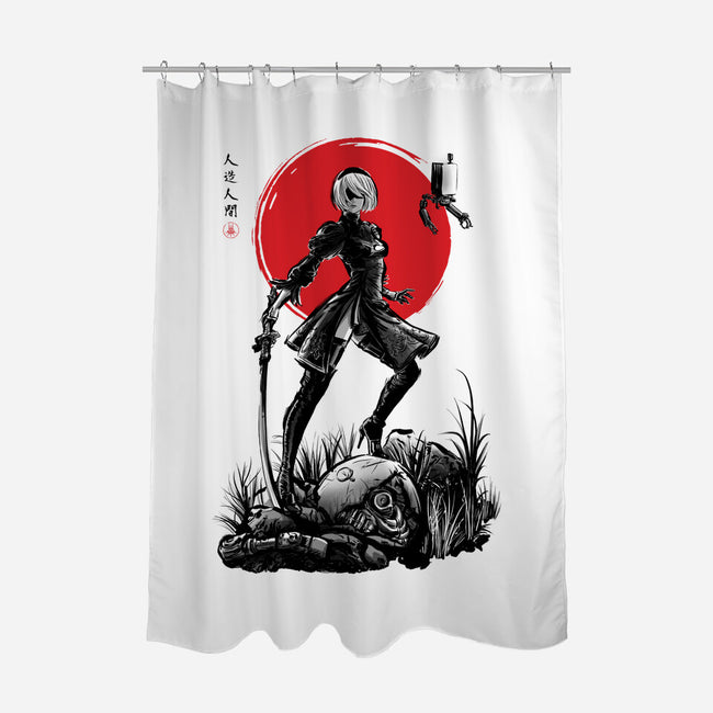 Battle Android Under The Sun-none polyester shower curtain-ddjvigo