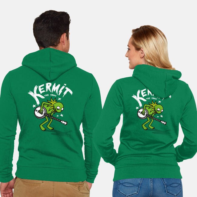 Banjoist Frog-unisex zip-up sweatshirt-Raffiti
