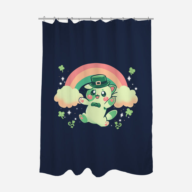 Shamrock Kitty-none polyester shower curtain-TechraNova