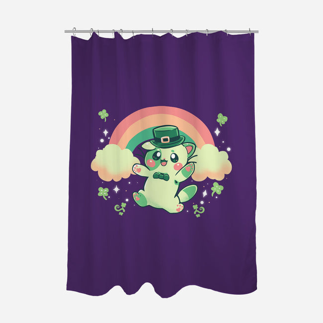 Shamrock Kitty-none polyester shower curtain-TechraNova