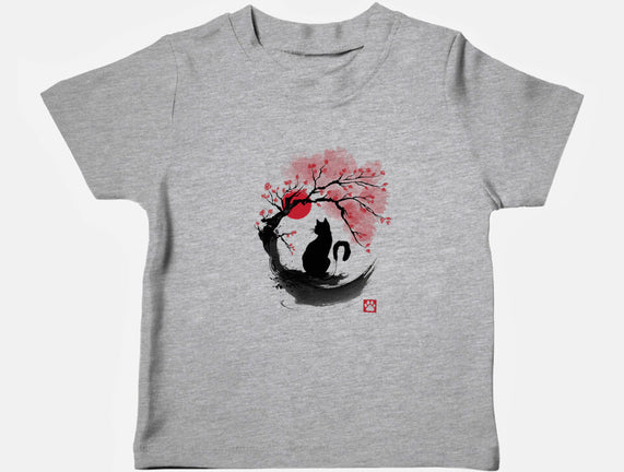 Sakura Cat Sumi-e