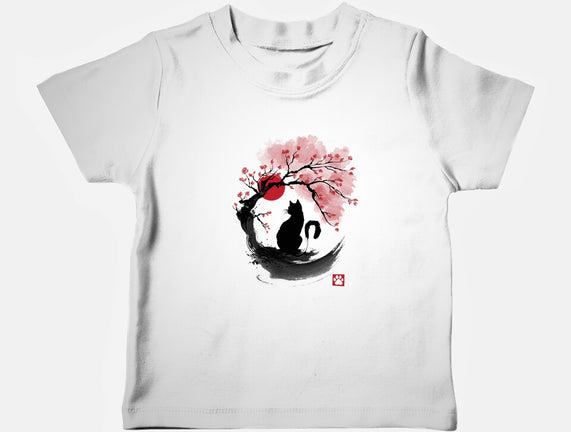 Sakura Cat Sumi-e