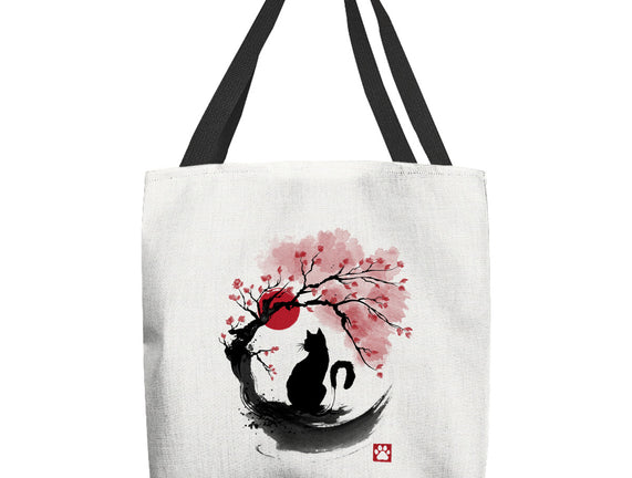 Sakura Cat Sumi-e