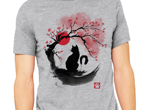 Sakura Cat Sumi-e