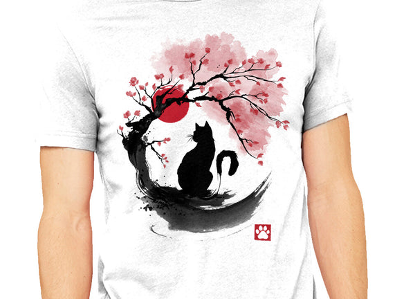 Sakura Cat Sumi-e