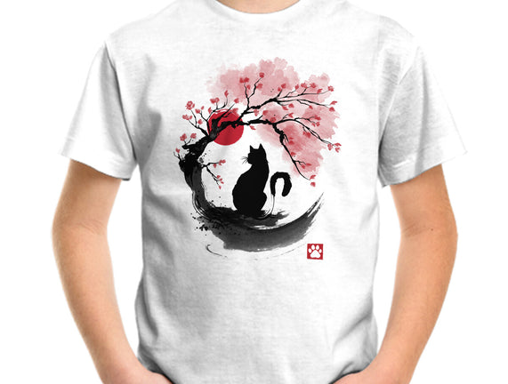 Sakura Cat Sumi-e