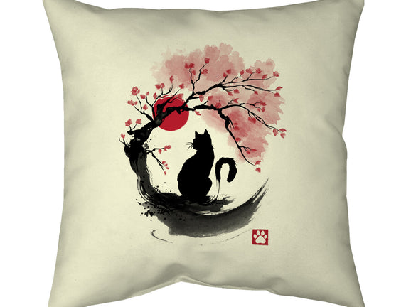 Sakura Cat Sumi-e