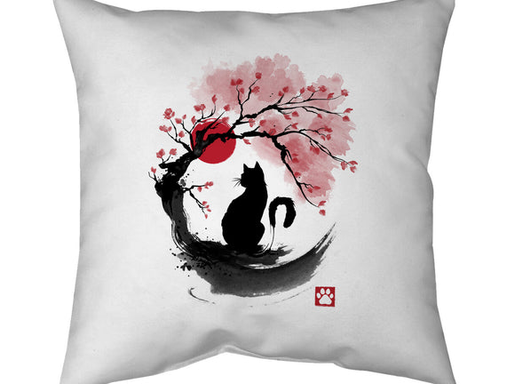 Sakura Cat Sumi-e