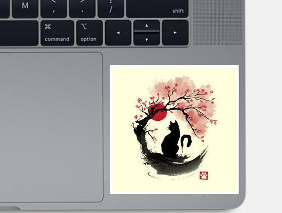 Sakura Cat Sumi-e